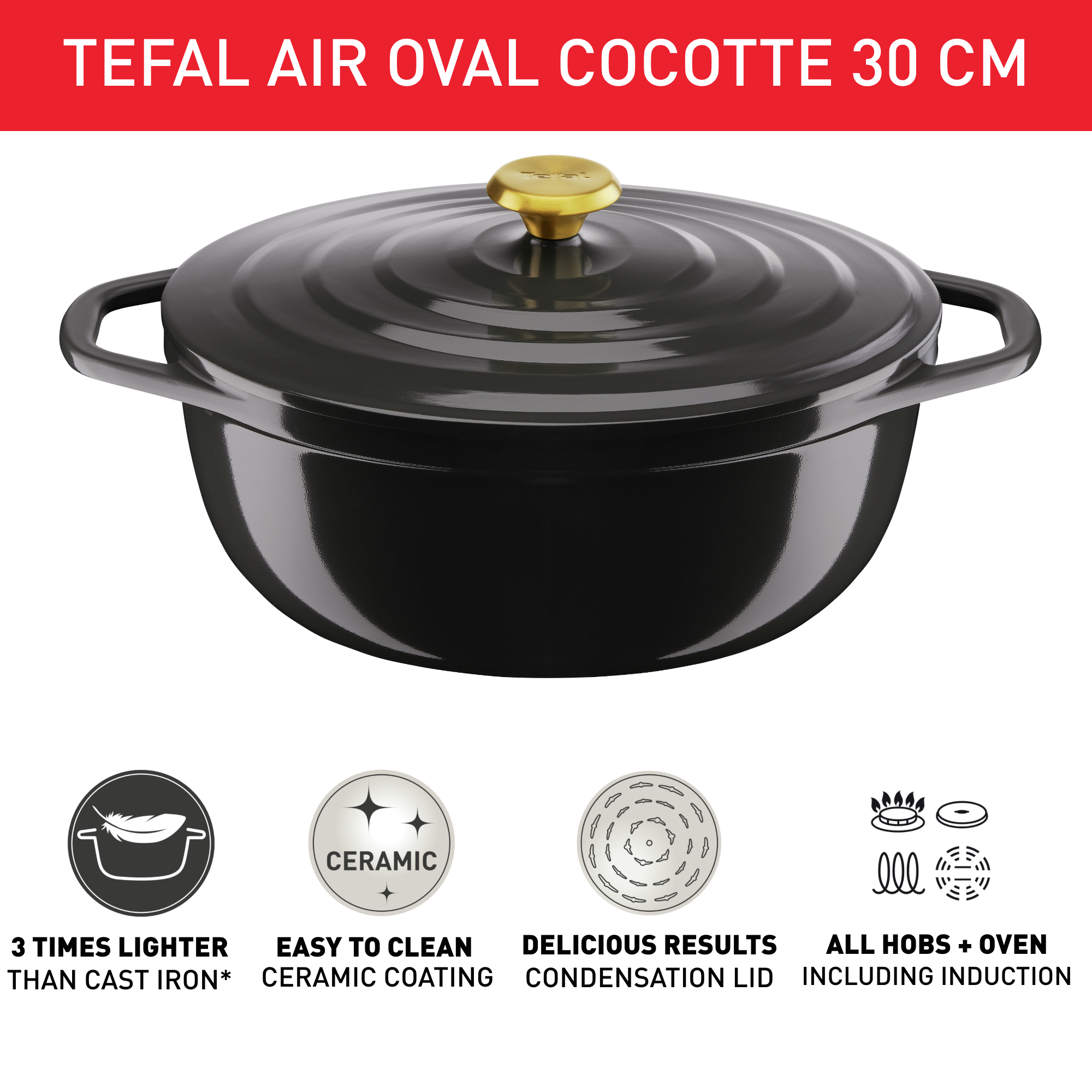 Tefal Air E2558904 Aluminium kookpot - 30 x 23 cm - Inductie Tefal Air E2558904 Aluminium kookpot - 30 x 23 cm - Inductie