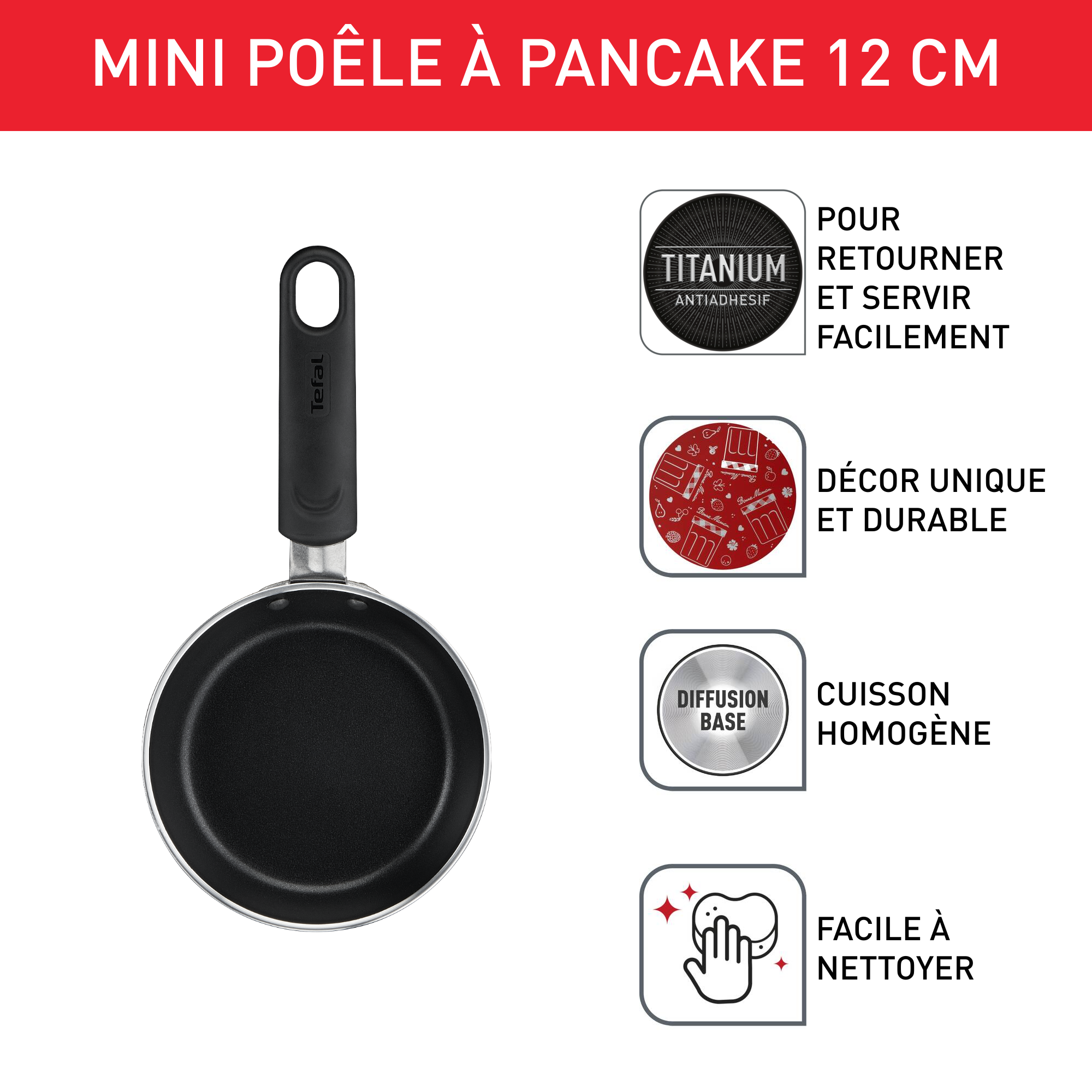 Tefal Bonne Maman Mini-poêle à pancakes 12 cm