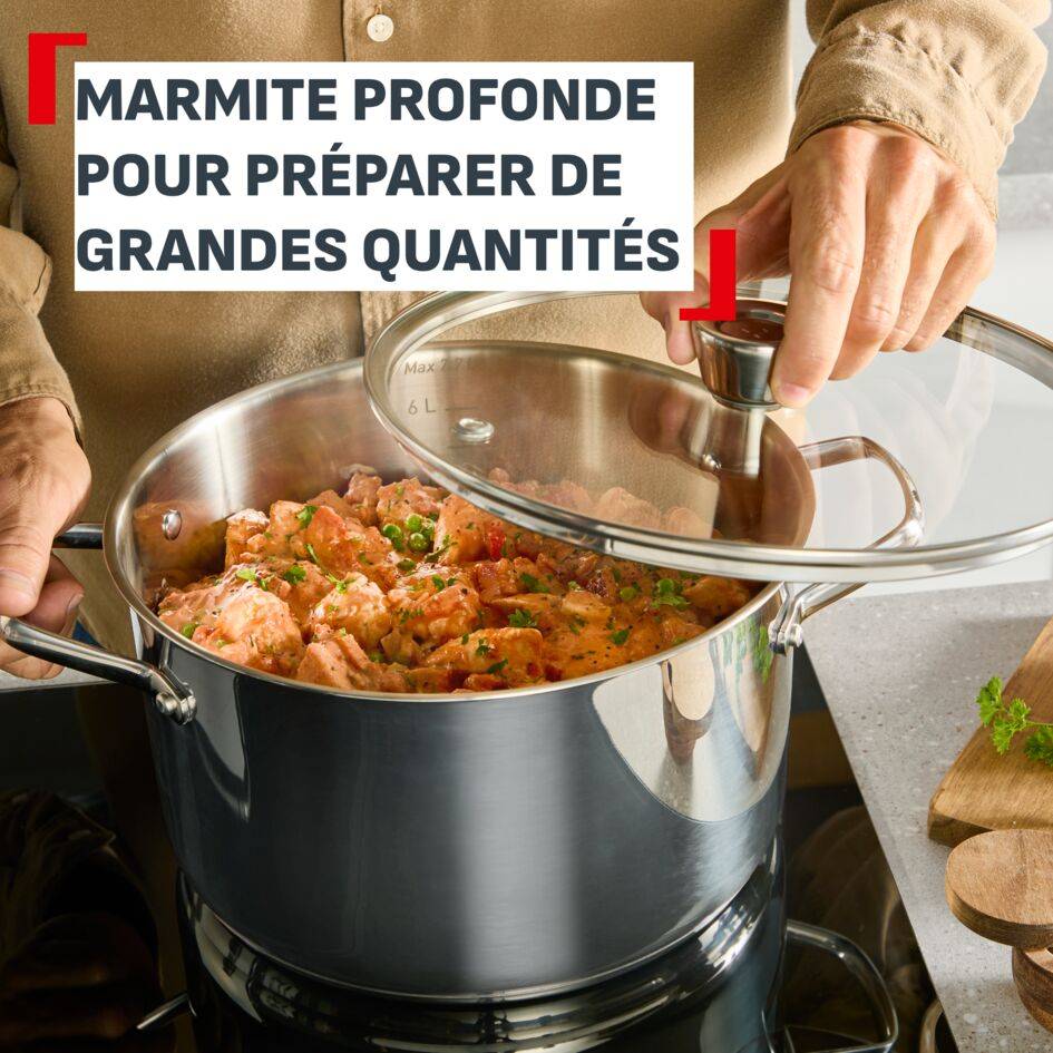 Emotion+ XL, Marmite 28 cm + couvercle, Acier inoxydable, Garantie 5 ans, Induction
