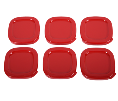 Lot de 6 couvercles rouges  pot à yaourt SS-1530000653