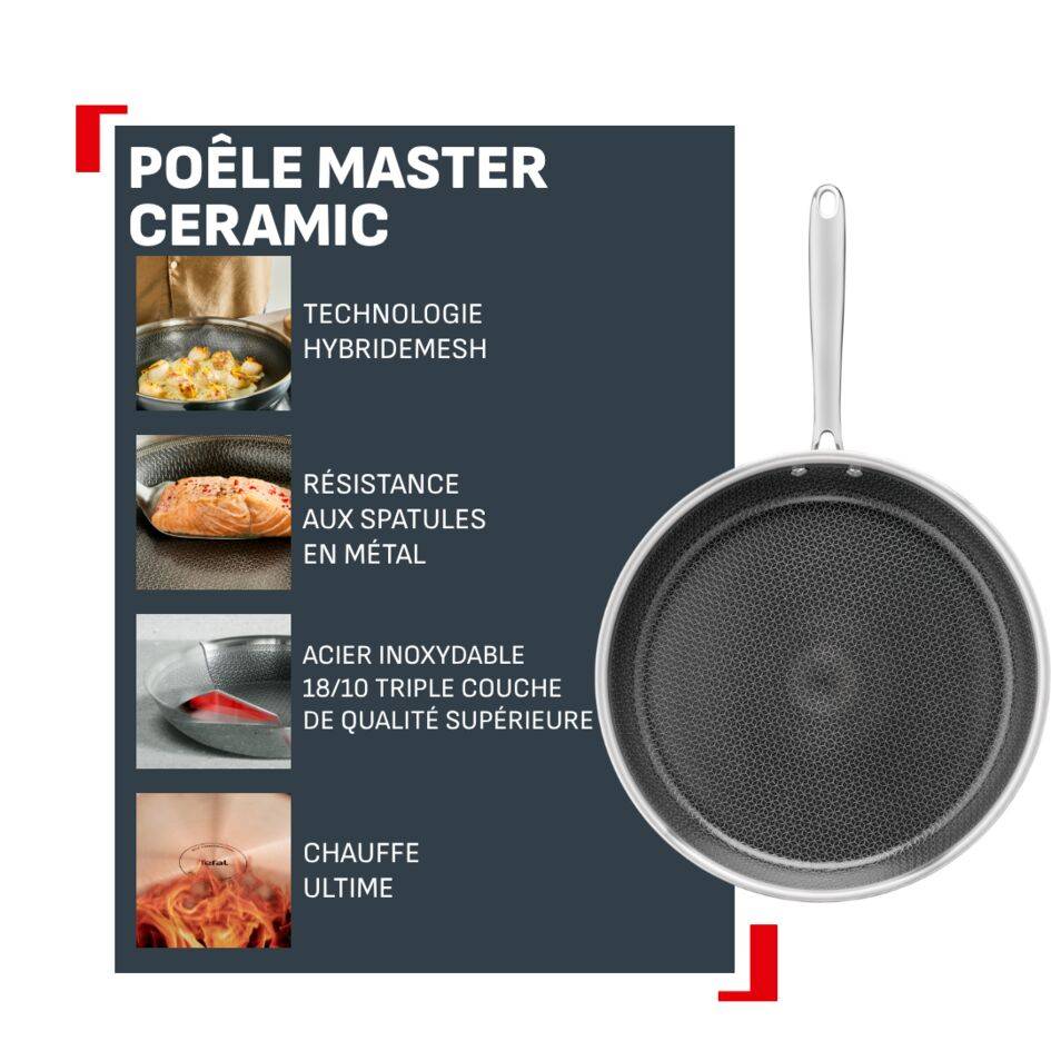 Master Ceramic, Poêle 20 cm, Revêtement inox et céramique, Induction
