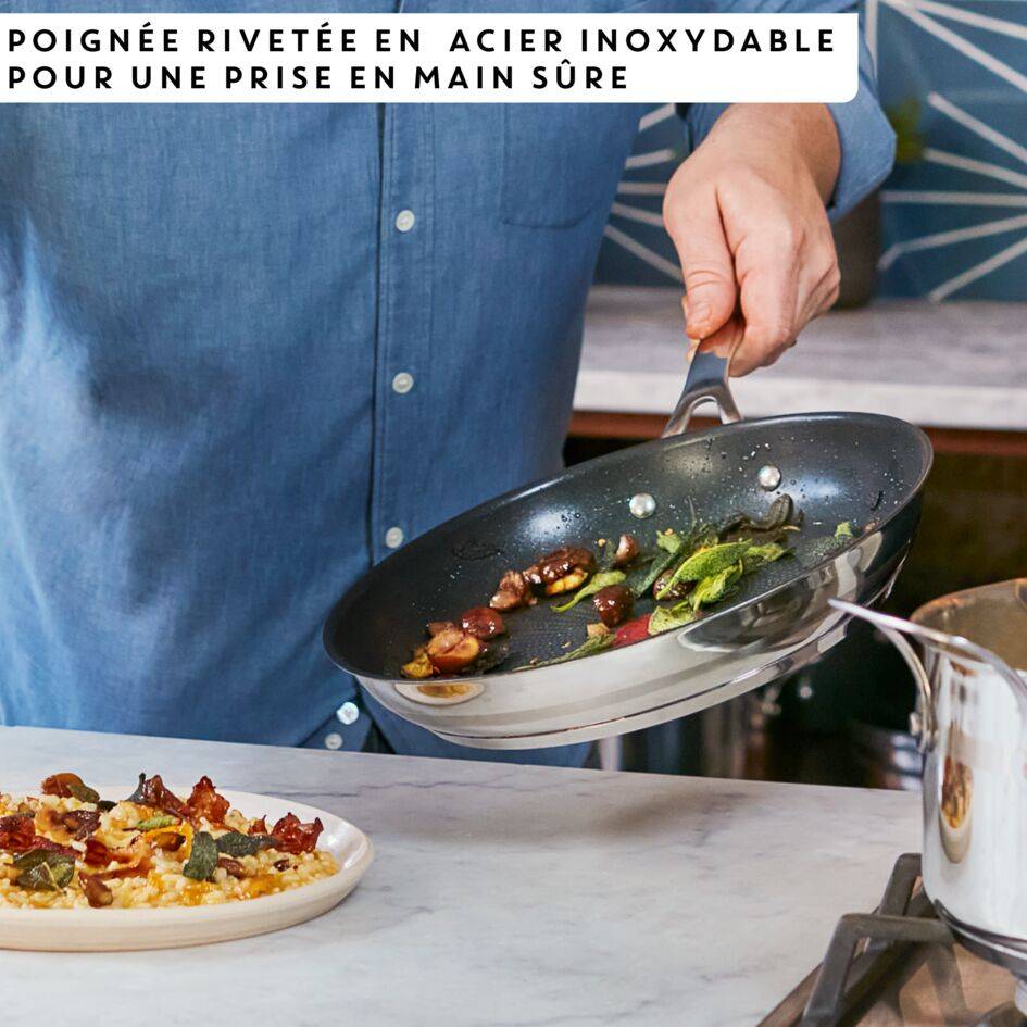 Cook' Smart Jamie Oliver, Inox + antiadhésif, Poêles 20/24/28 cm, Induction