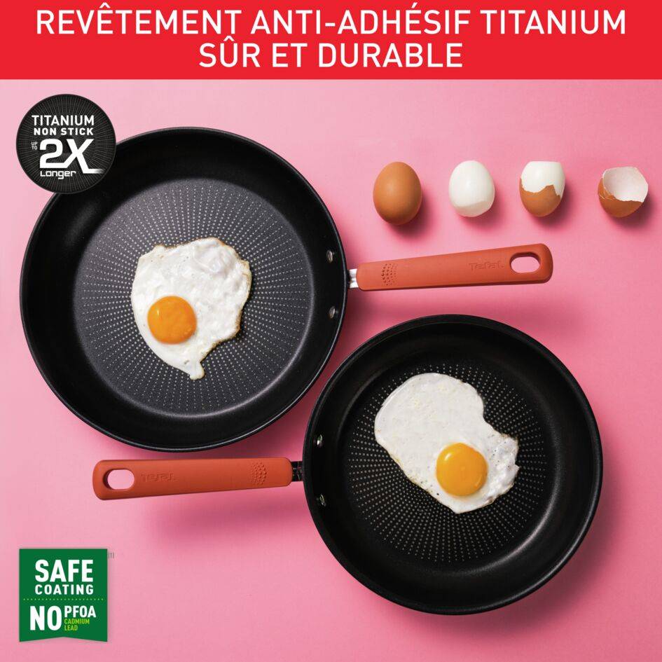 Opti'space Batterie de cuisine 6 p, Faitouts inox 18/20 cm + Couvercles verre 18/20 cm + Poêles antiadhésives 24/28 cm 