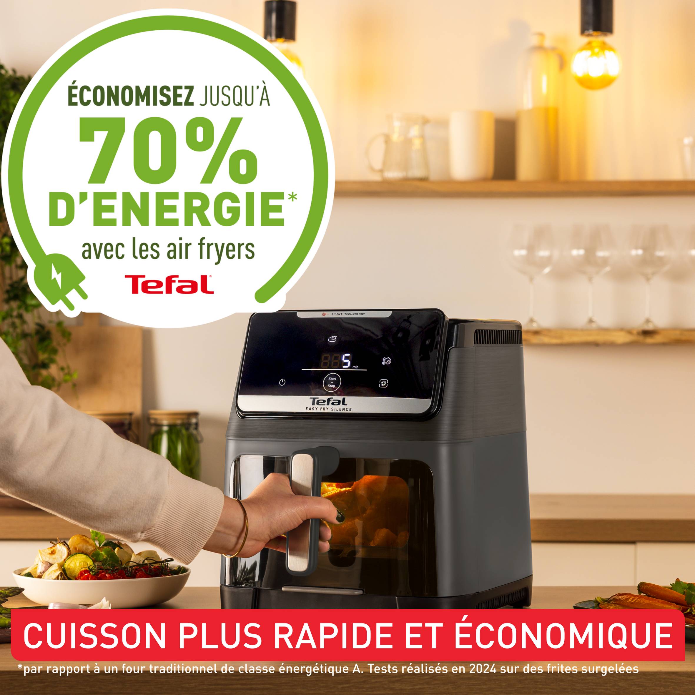 Easy Fry Silence 7 L, Le air fryer XXL le plus silencieux avec façade amovible