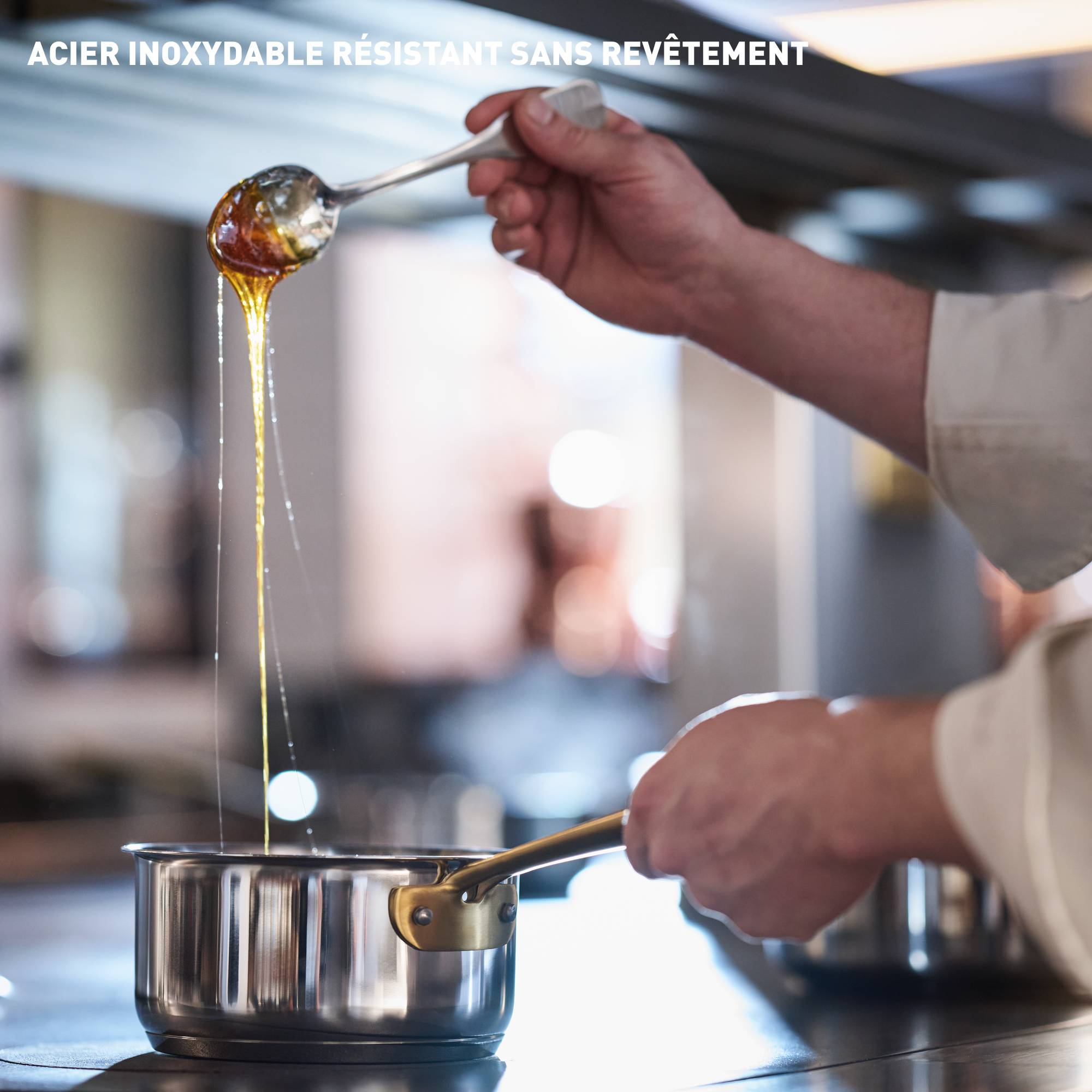 Tefal & Bocuse, Faitout de 24 cm avec couvercle en verre, Acier inoxydable sans revêtement