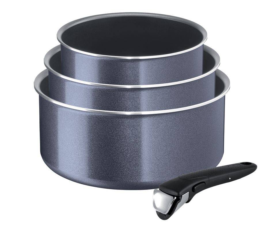 INGENIO ELEGANCE Gris Pailleté 3 casseroles 16/18/20 cm (1,5/2,1/3 L) + 1 poignée amovible