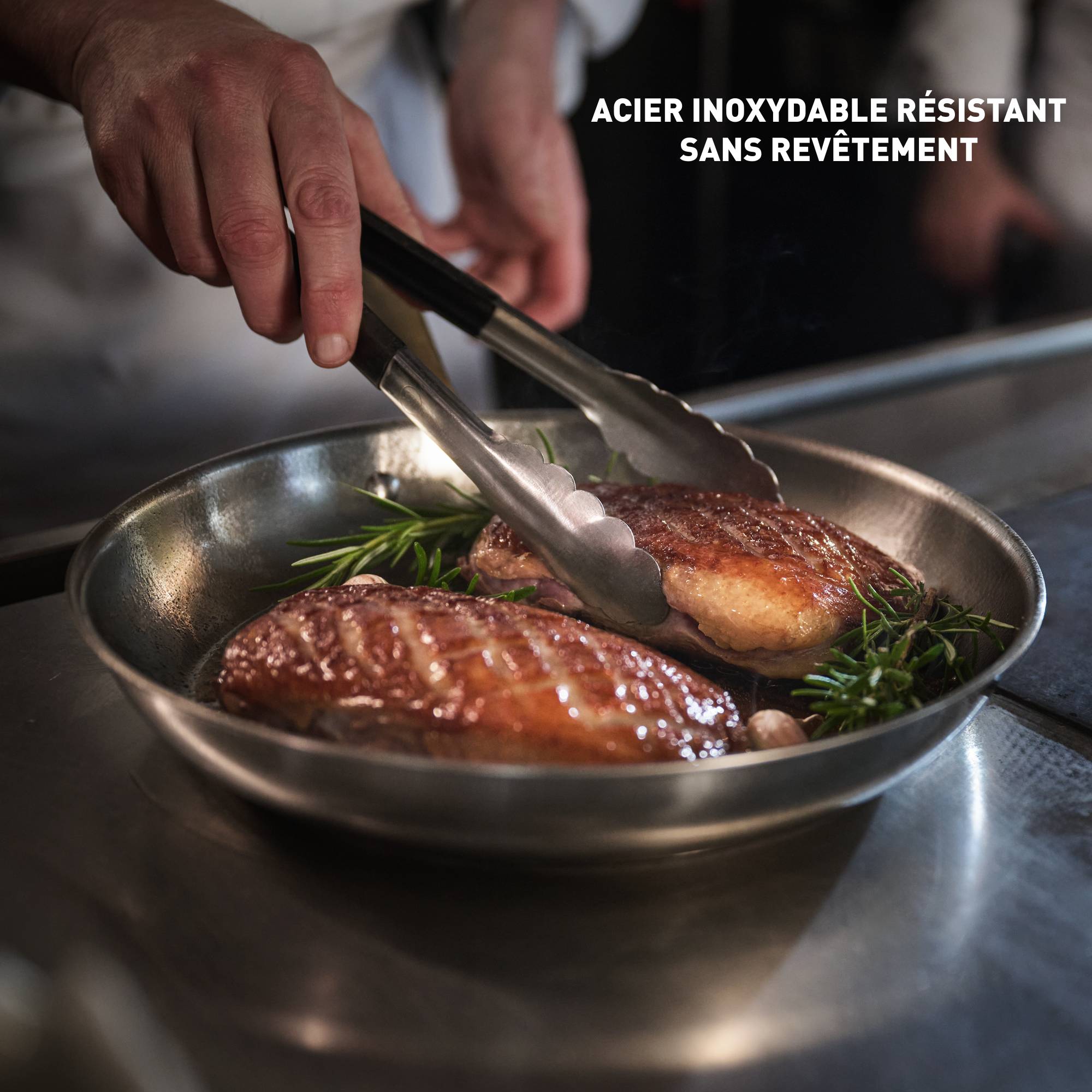 Tefal & Bocuse, Poêle de 28 cm, Induction, Acier inoxydable sans revêtement