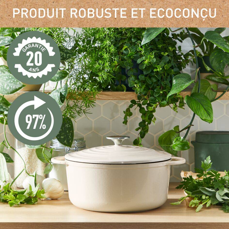 LOV, Sauteuse en fonte 28 cm, Induction, Four, Éco-conçue, Beige