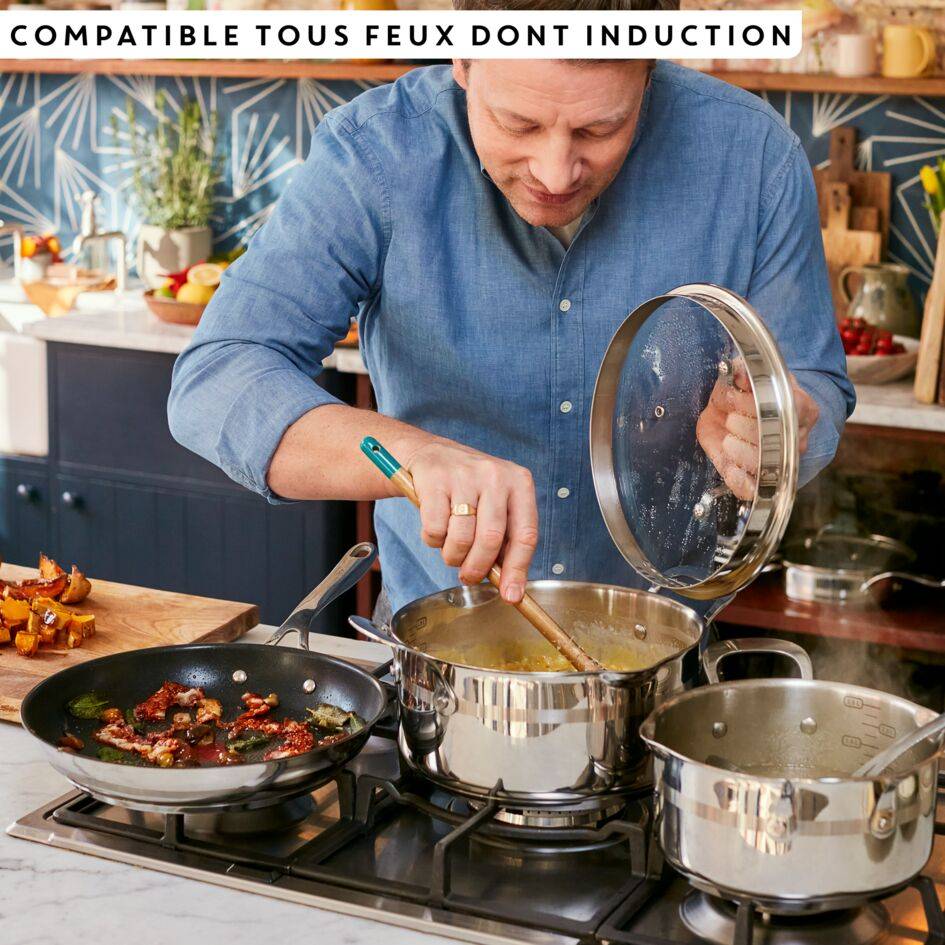 COOK' SMART Jamie Oliver Poêle Wok Inox 28 cm Revêtement anti-adhésif
