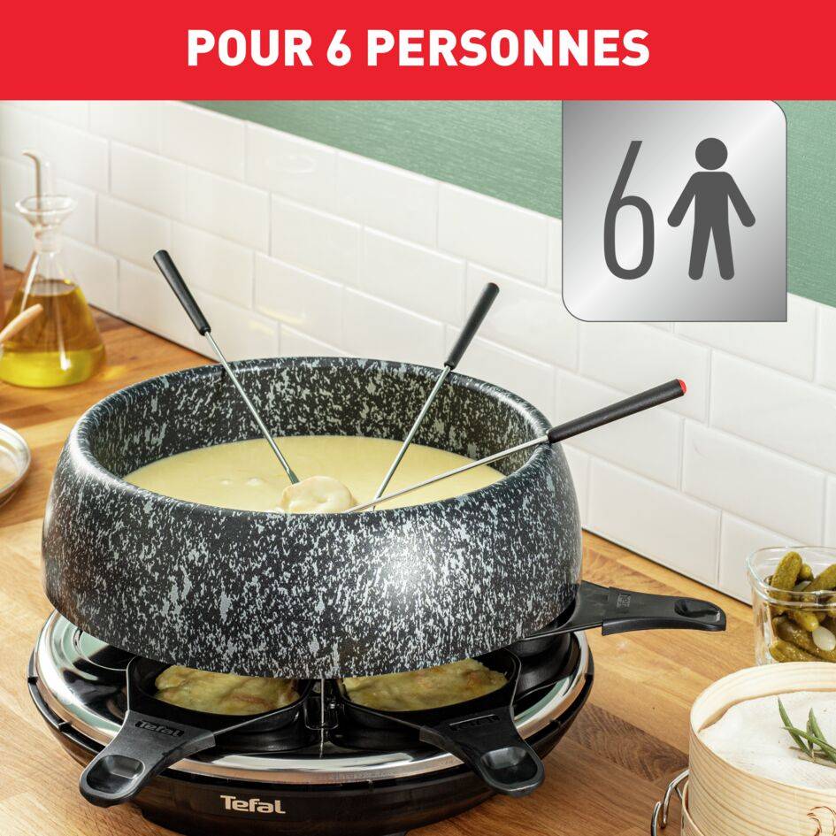 Cheese’n’co, Appareil multifonctions, Raclette, Fondue, Tartiflette, 6 personnes, Livre recettes inclus