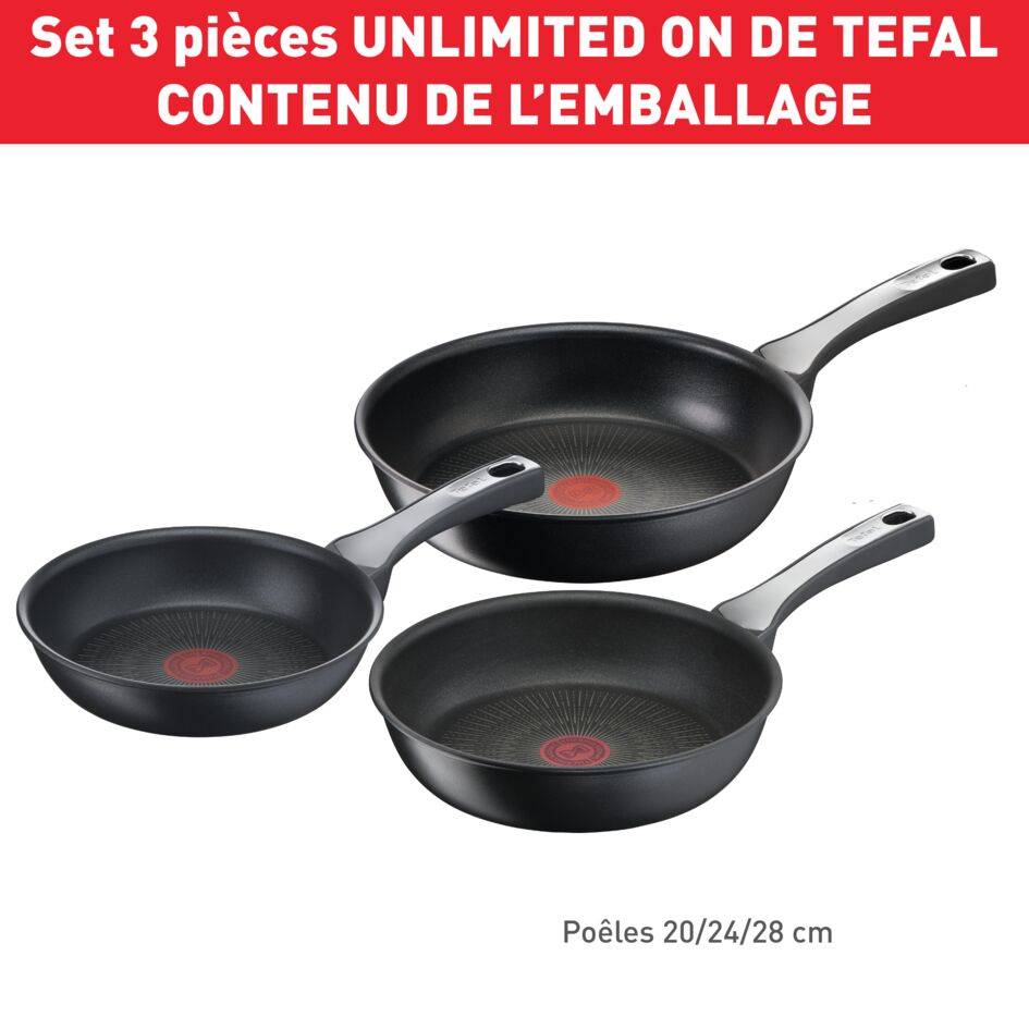 Unlimited on Lot de 3 poêles 20/24/28cm