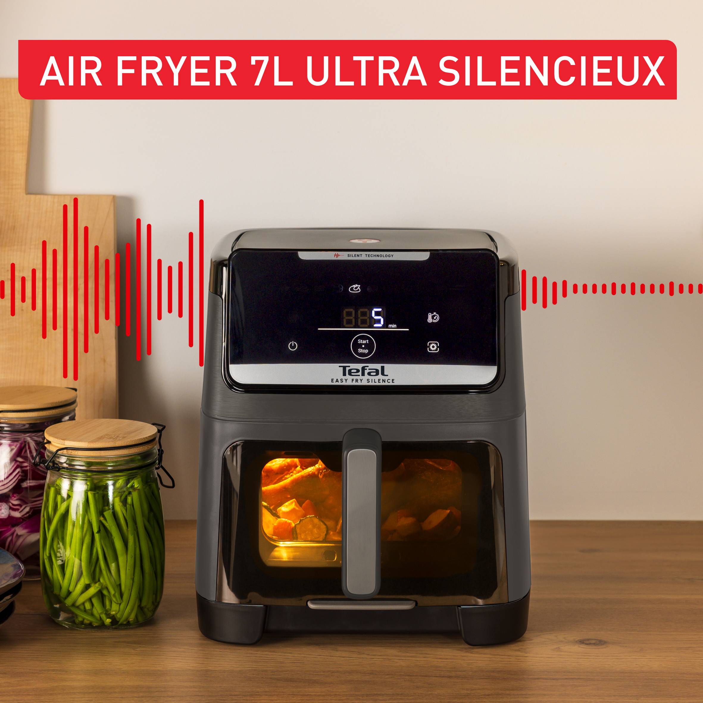 Easy Fry Silence 7 L, Le air fryer XXL le plus silencieux avec façade amovible