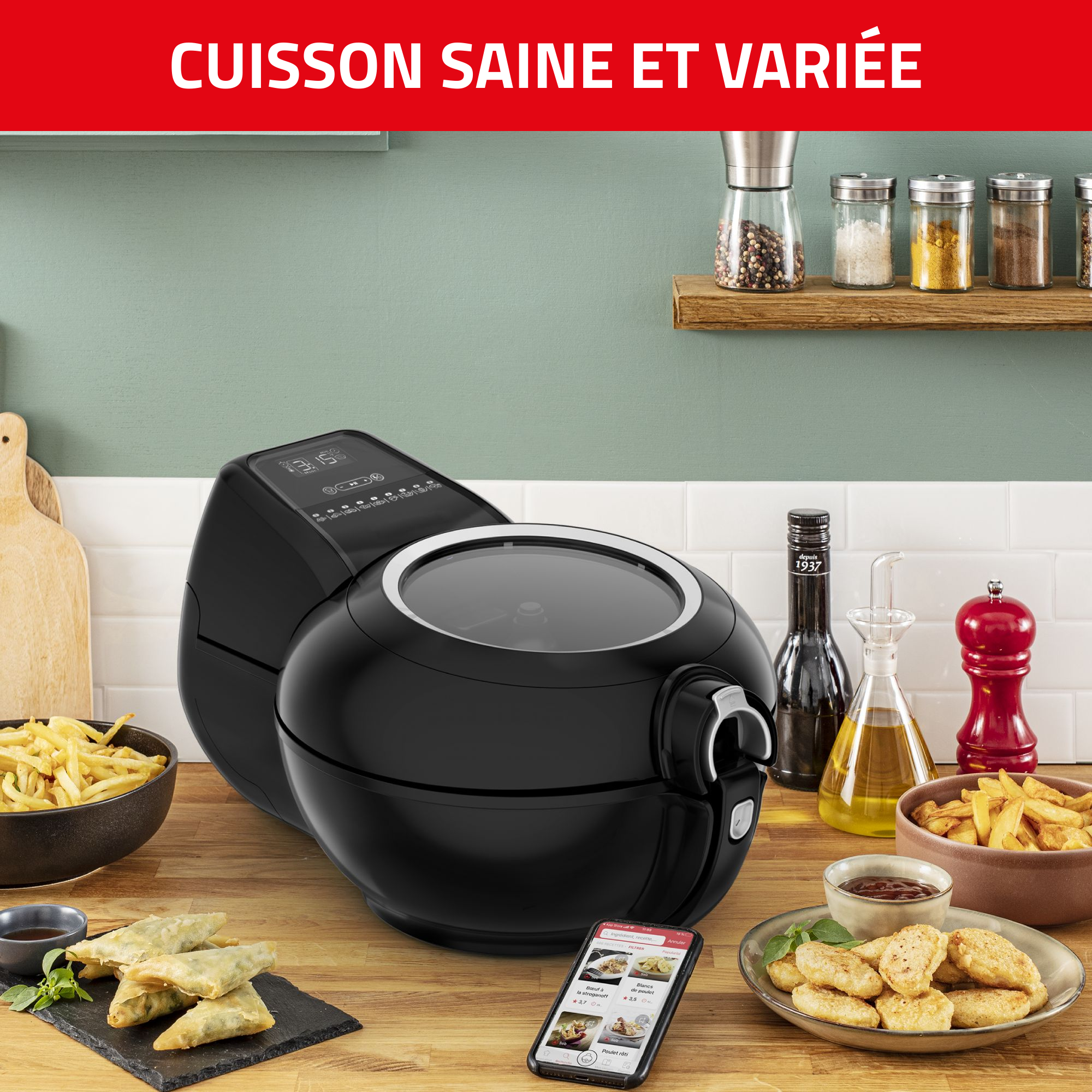 Actifry Genius XL, Friteuse sans huile 1,7 Kg (6 pers.), air fryer, 9 prog.