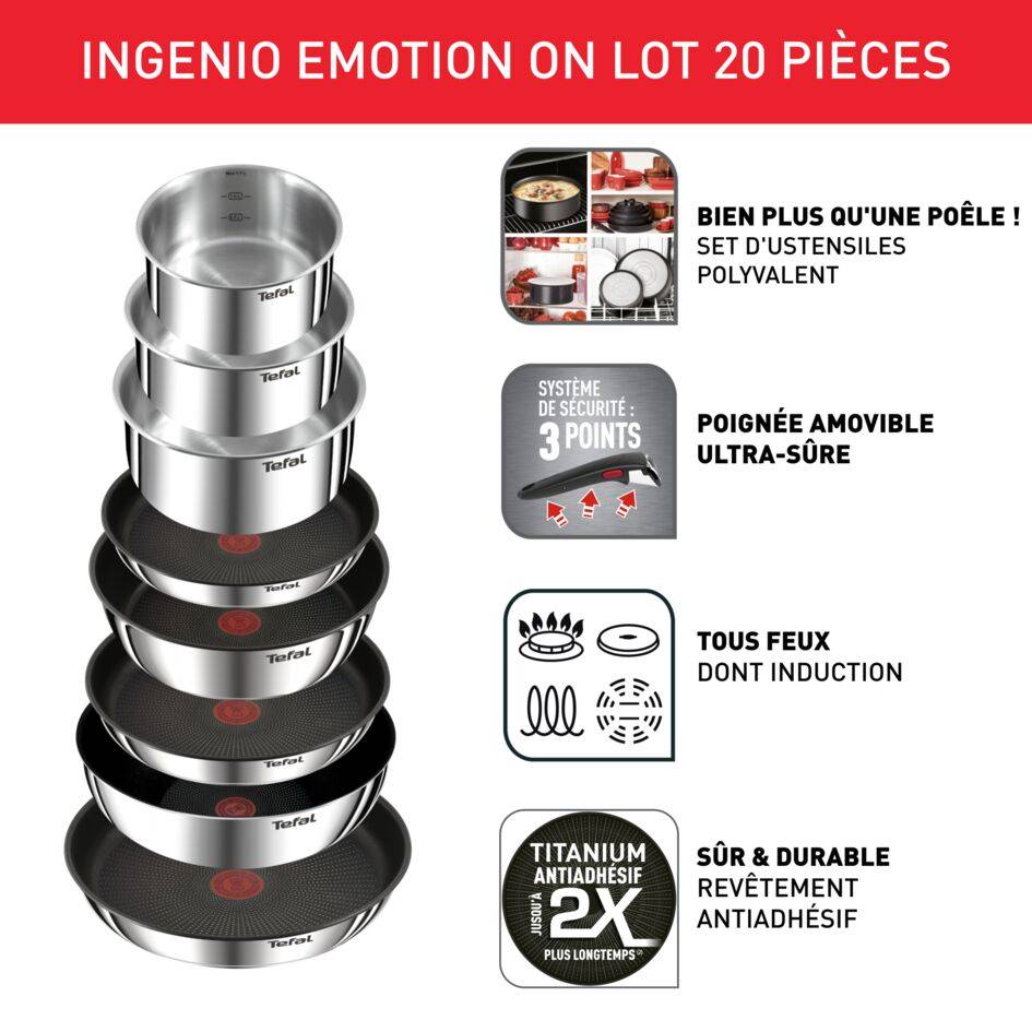 Ingenio Emotion On Batterie de cuisine 20 pièces