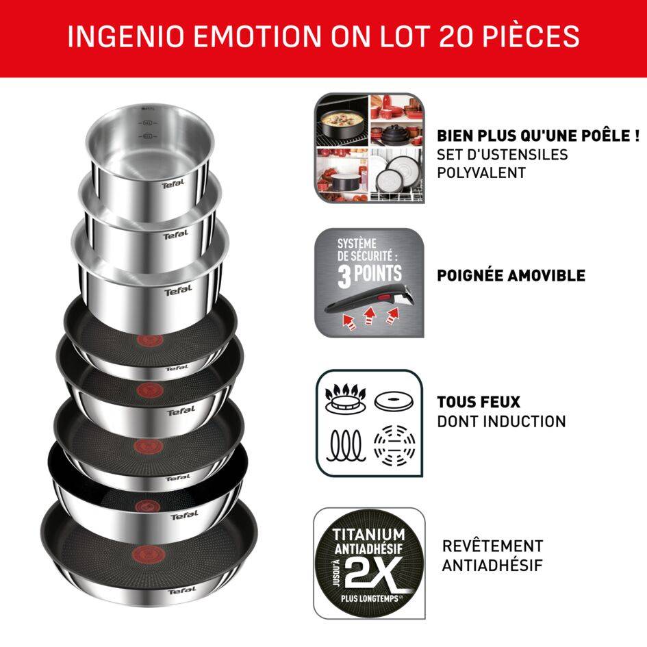Ingenio Emotion On Batterie de cuisine 20 pièces