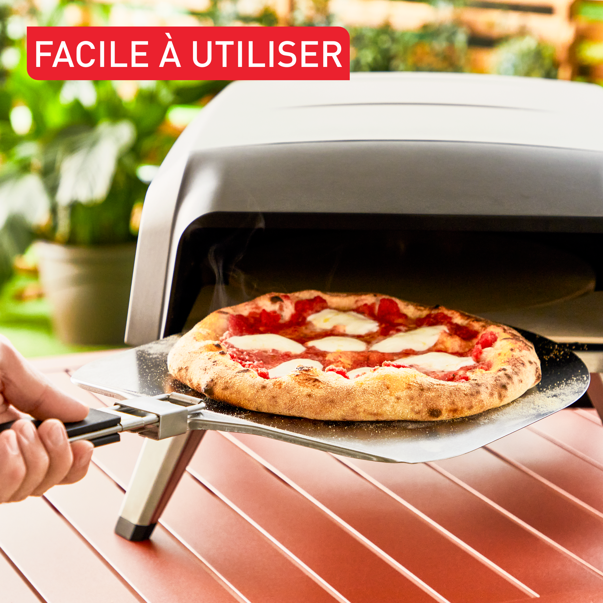 Pizza Pronto, Four à pizza extérieur, Fonctionne au gaz, Pierre rotative 360° pour cuisson uniforme