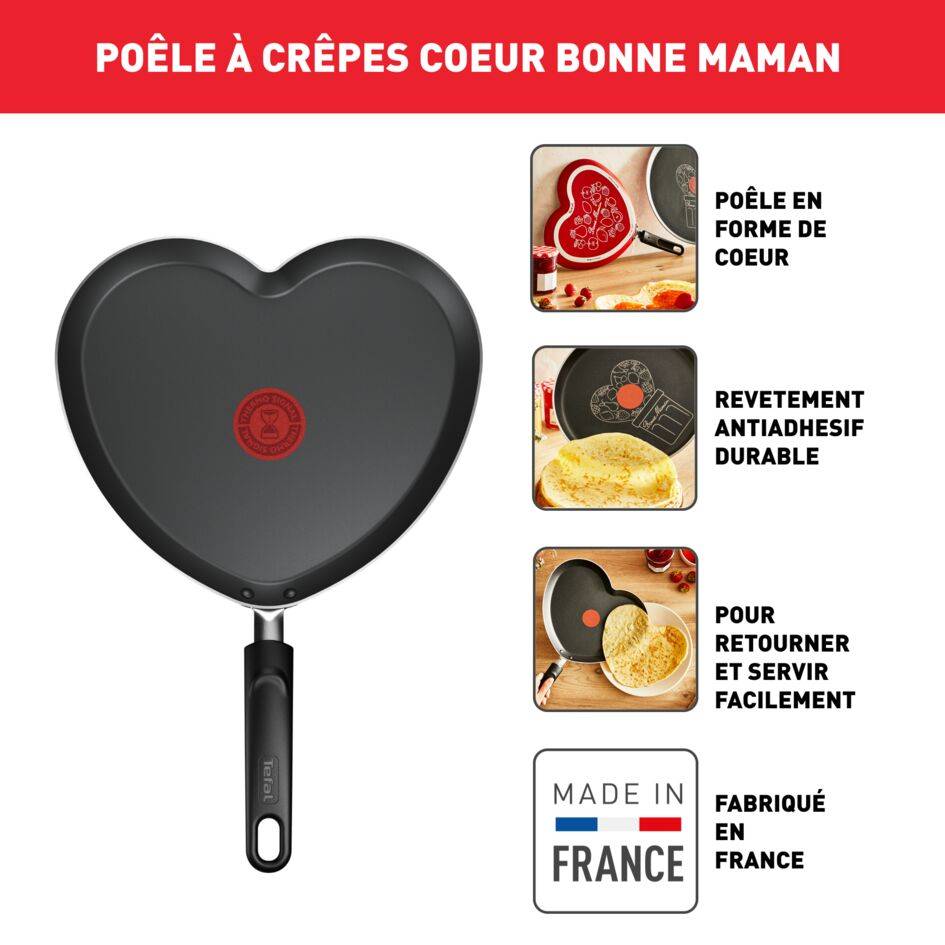 Tefal & Bonne Maman Poêle à crêpes cœur Chandeleur