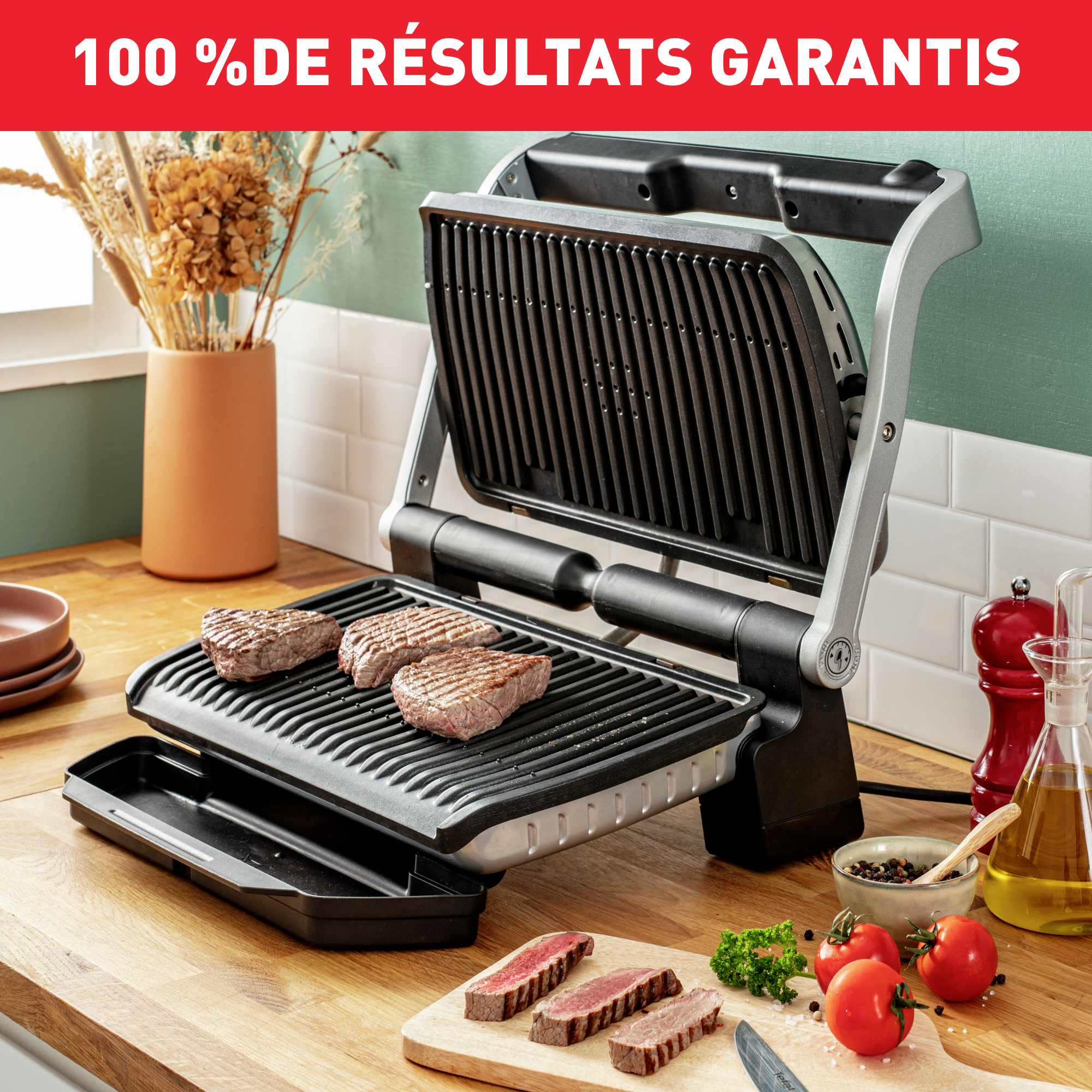 Optigrill+ XL, grill intelligent, 9 programmes, mode manuel, XL jusqu’à 8 personnes