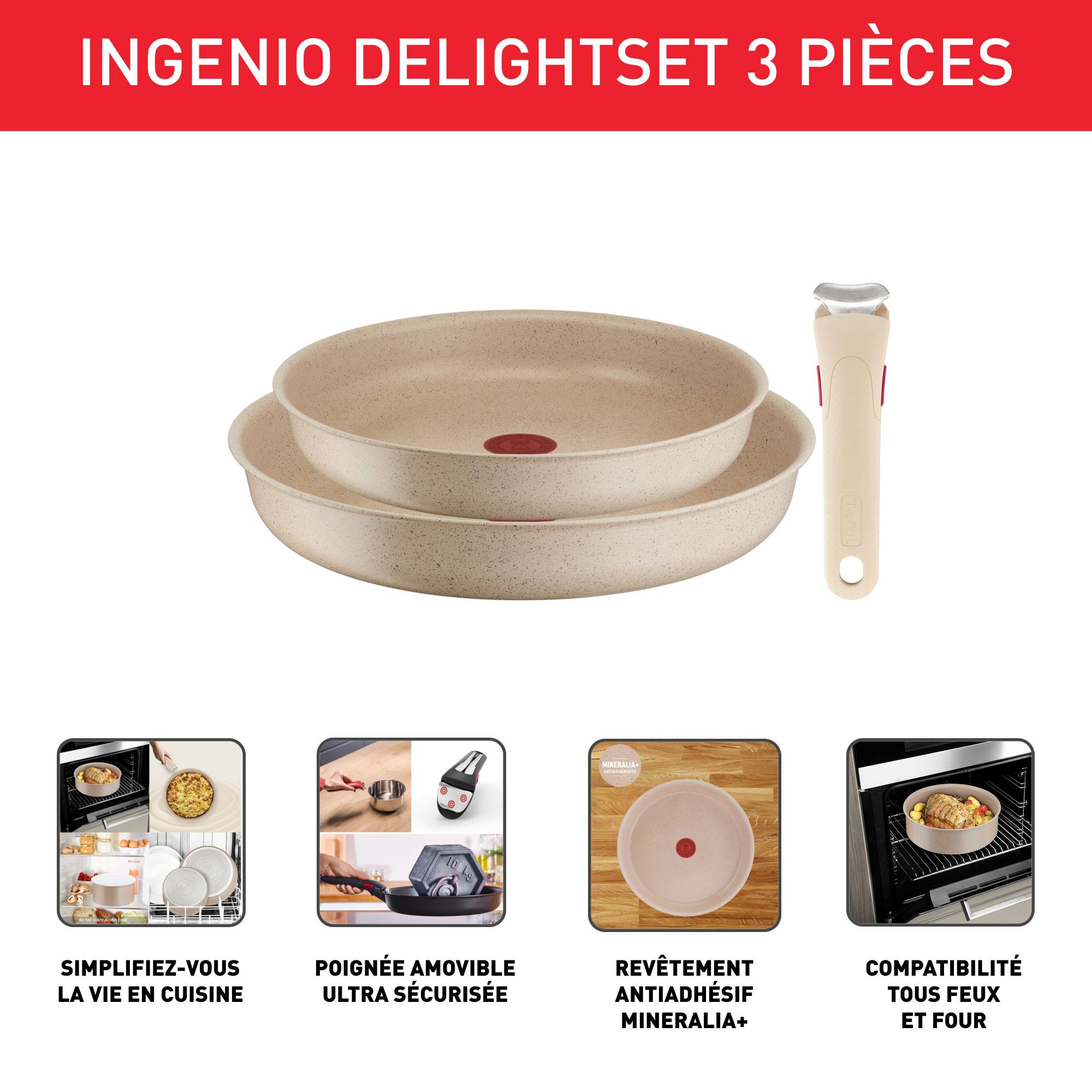 Ingenio Delight, Antiadhésif, Poêles 24/28 cm, Induction
