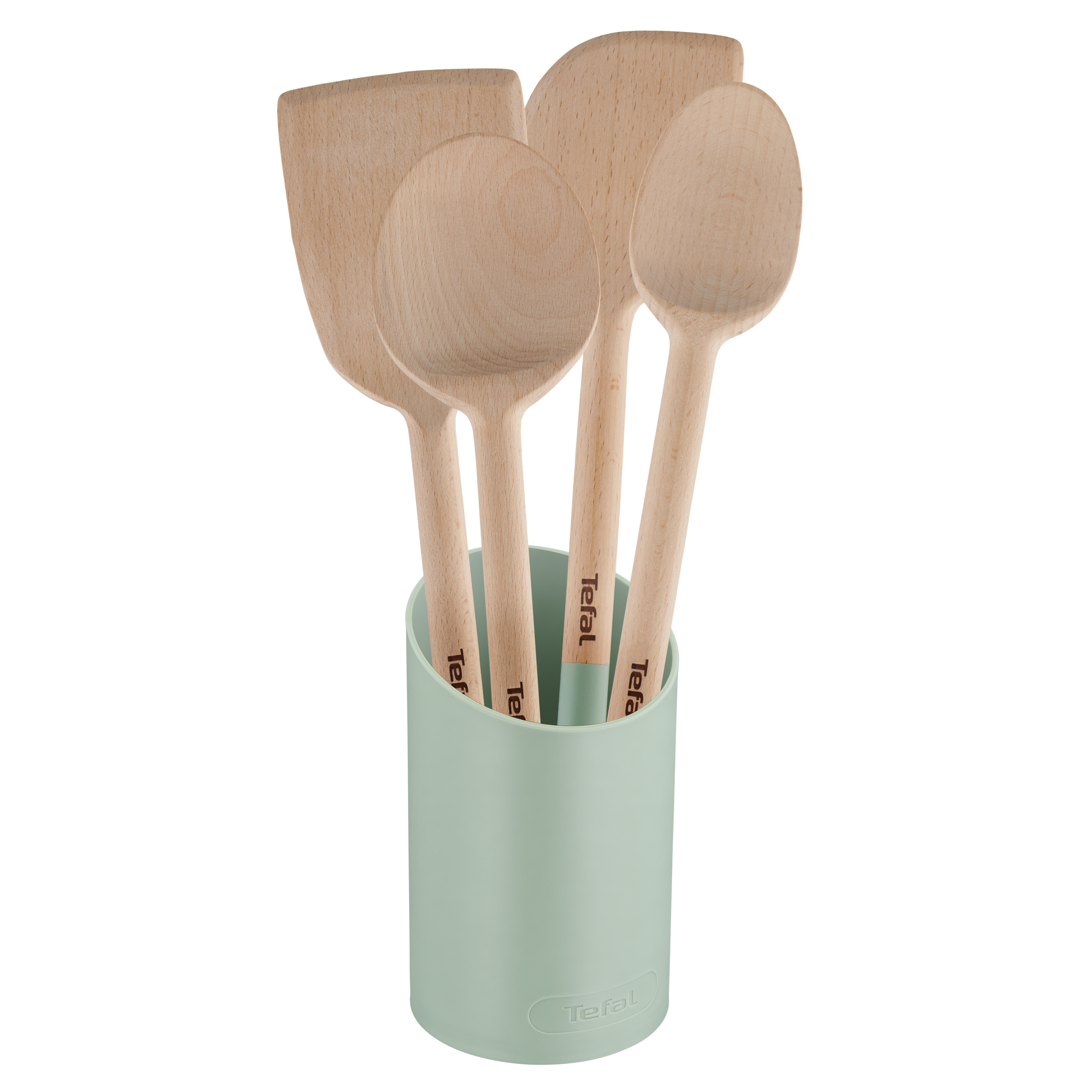 Natura Set d'ustensiles en bois : Cuillère large 28 cm,&nbsp;Spatule 29 cm, Maryse 28 cm, Cuillère 29 cm&nbsp;et pot à ustensiles
