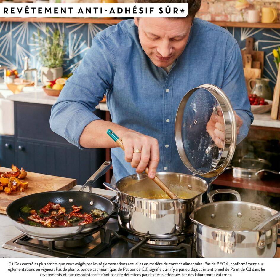 COOK' SMART Jamie Oliver Poêle Wok Inox 28 cm Revêtement anti-adhésif