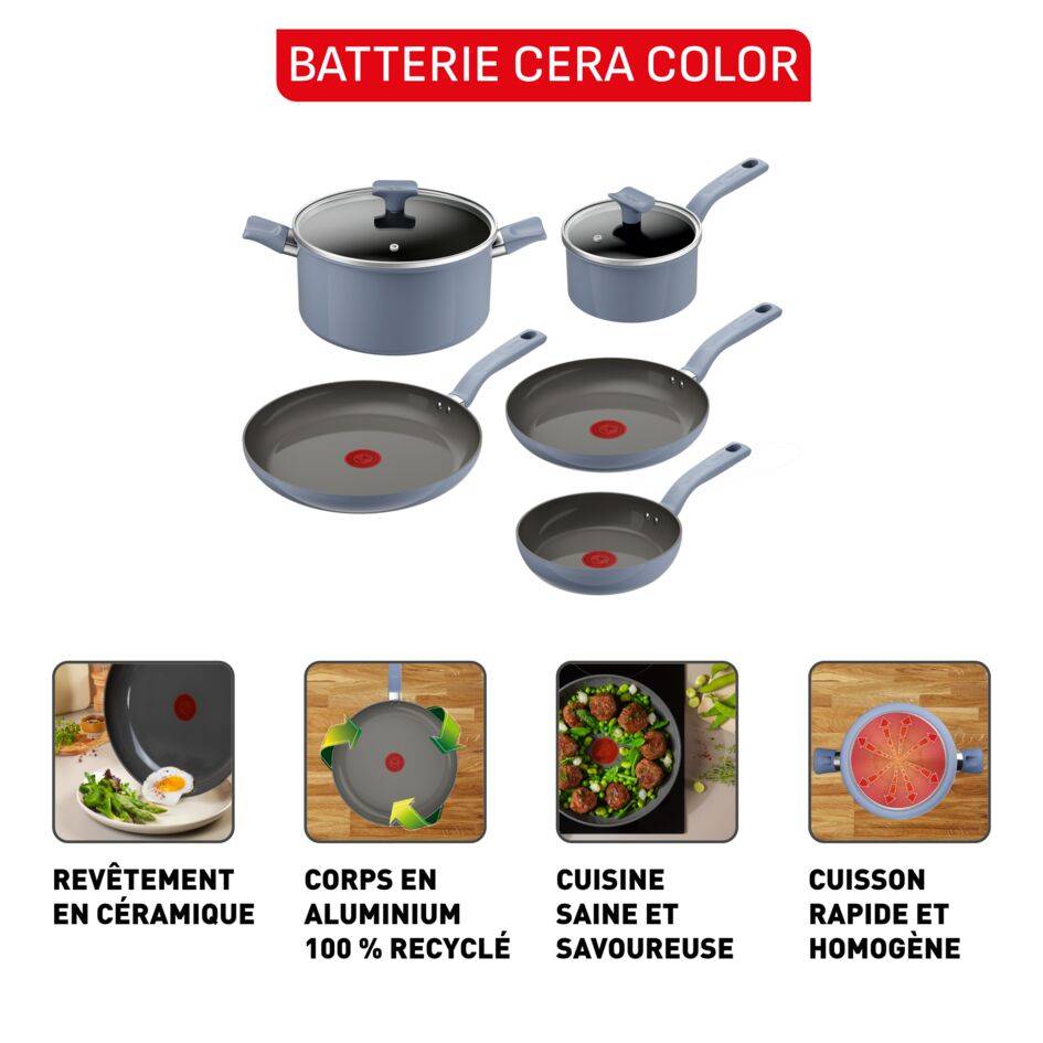 CERA COLOR, Batterie de cuisine 7pc, CERAM