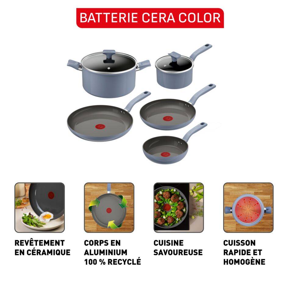 CERA COLOR, Batterie de cuisine 7pc, CERAM