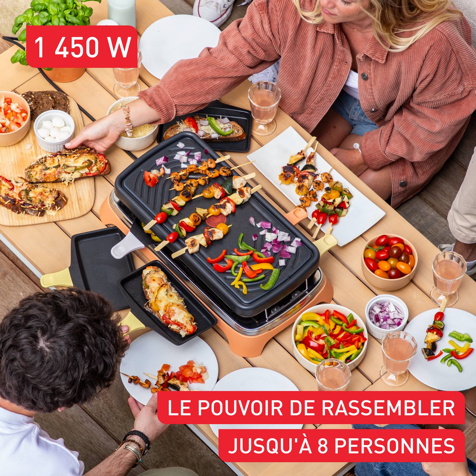 Food & Co, Plancha électrique, Antiadhésif, 8 personnes, Poêlons classiques et XL