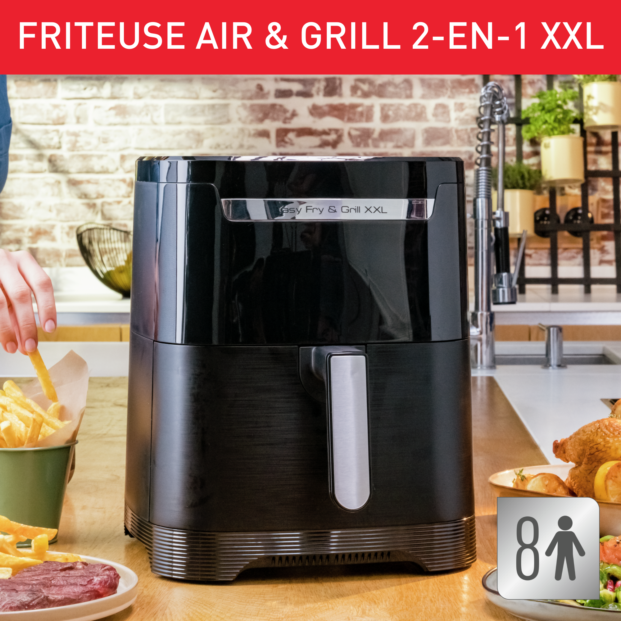 Easy Fry & Grill XXL, Air fryer mono tiroir, 6L, Jusqu'à 8 personnes