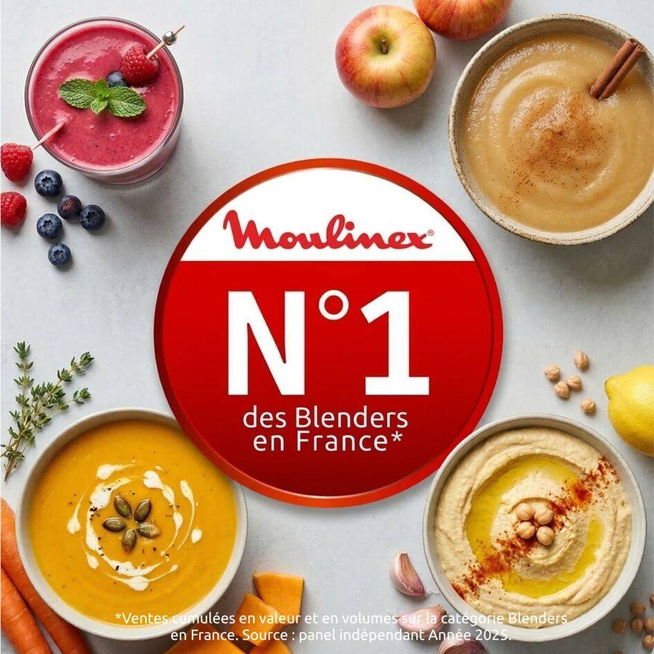 Perfectmix+, Blender, Bol verre 2L, 1200W, 3 programmes, 6 lames Powelix