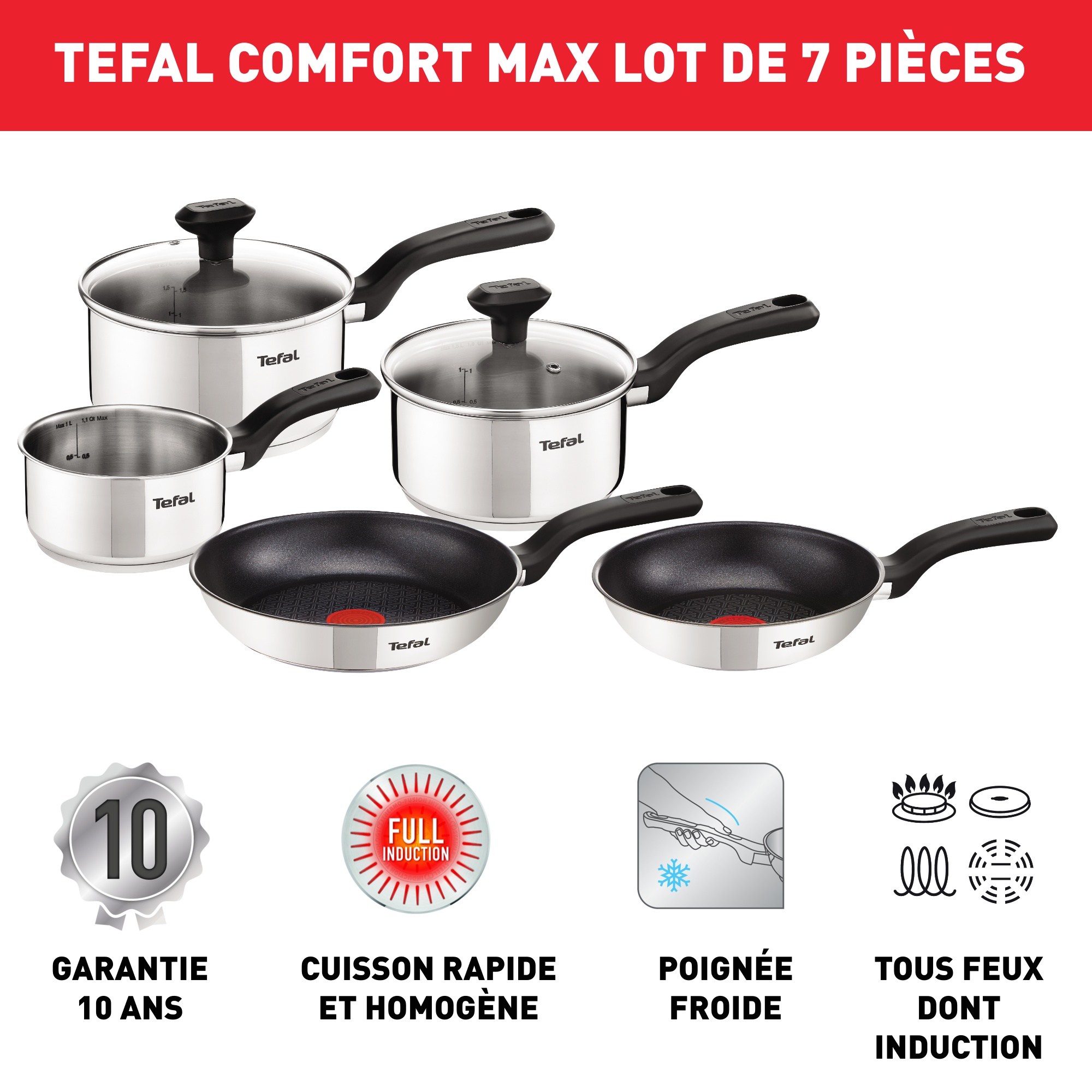 COMFORT MAX Batterie de cuisine 7 pièces