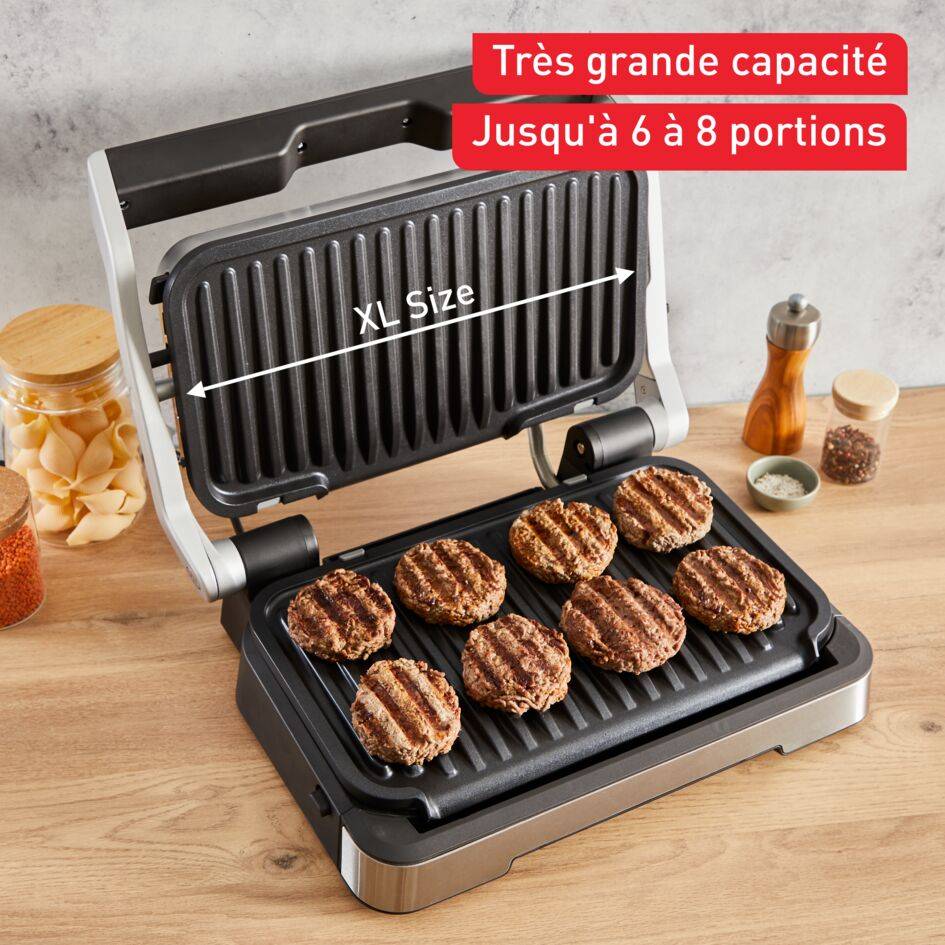Optigrill 4 en 1 XL, grill intelligent, fonctions bbq, four et repas complet, 12 programmes, mode manuel, ouverture 180°, XL 8 personnes