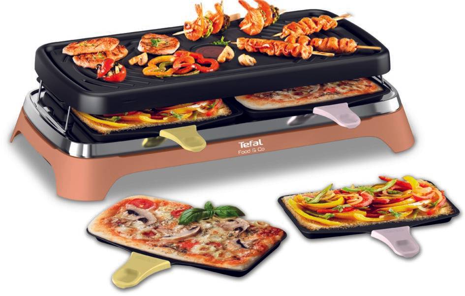 Tefal Food & Co, Raclette multifonctions intérieur et extérieur, Cuissons polyvalentes, Tapas, Snack, Raclette, Poêlons classiques et XL, 8 personnes