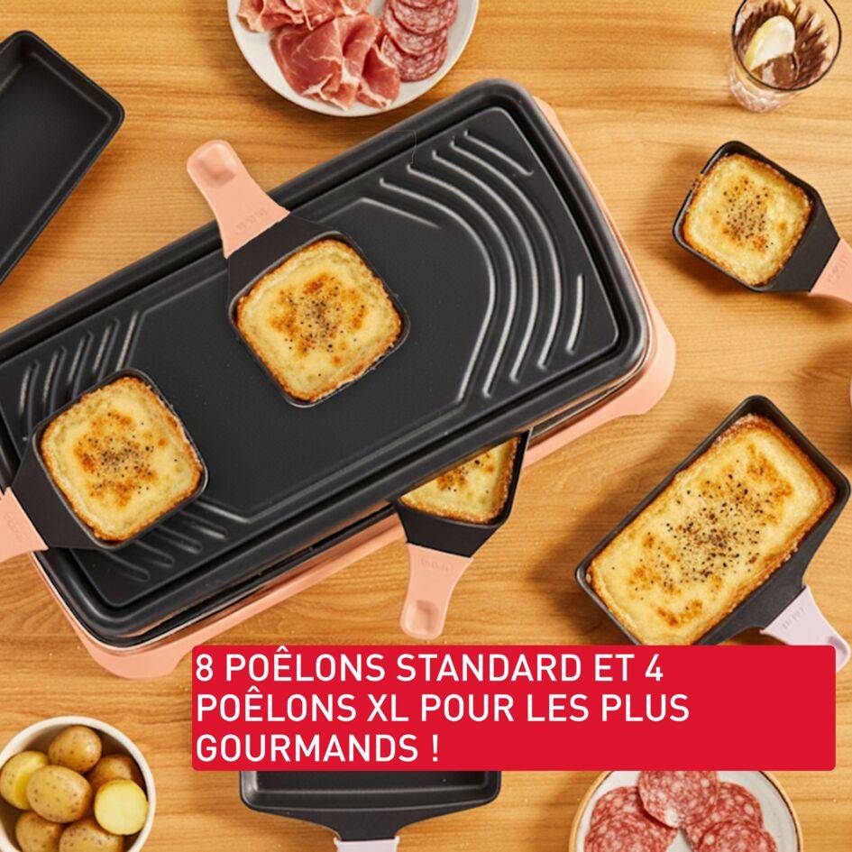 Food & Co, Raclette multifonctions, Antiadhésif, 8 personnes, Poêlons classiques et XL