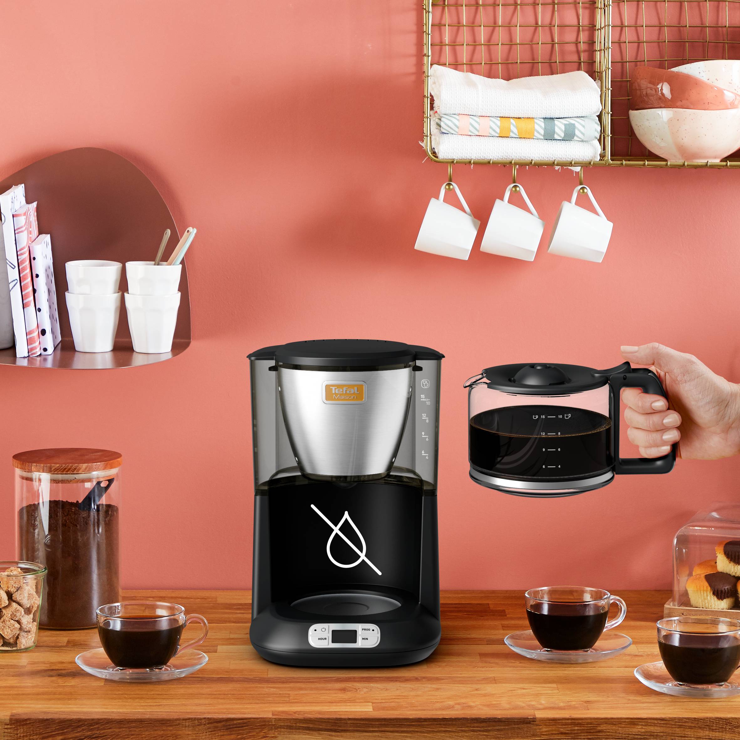 Tefal maison programmable noir inox 10/15 tasses