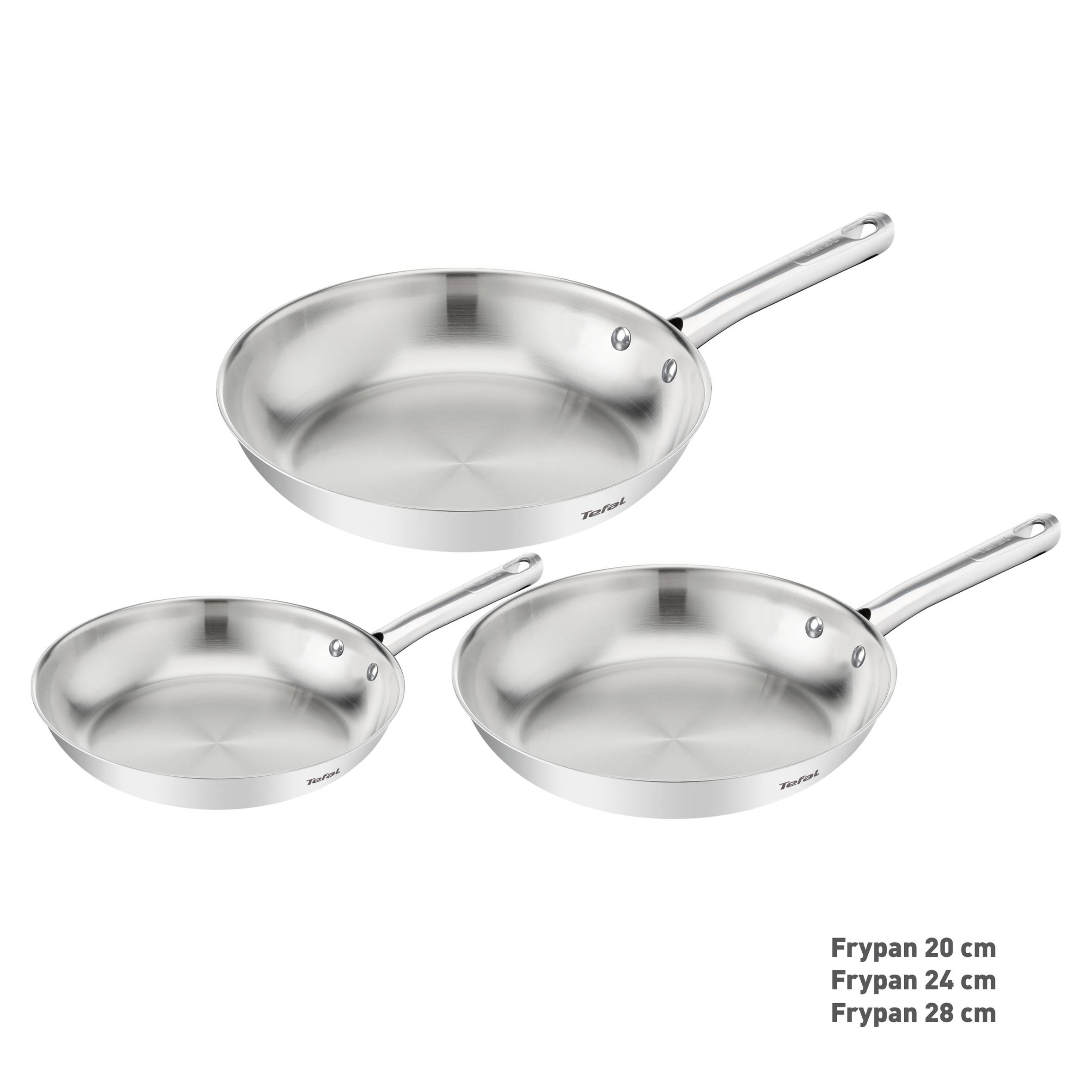 Duetto On, Batterie de 3 poêles 20/24/28 cm, Inox de qualité supérieure, Garantie 10 ans