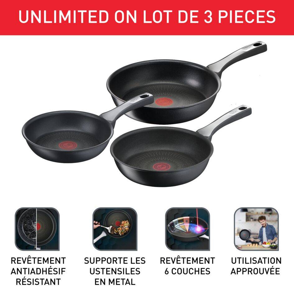 Unlimited on Lot de 3 poêles 20/24/28cm