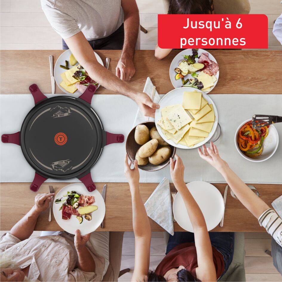 RichesMonts, Appareil à raclette 3-en-1, Raclette, Plancha, Crêpière, Antiadhésif, 6 personnes
