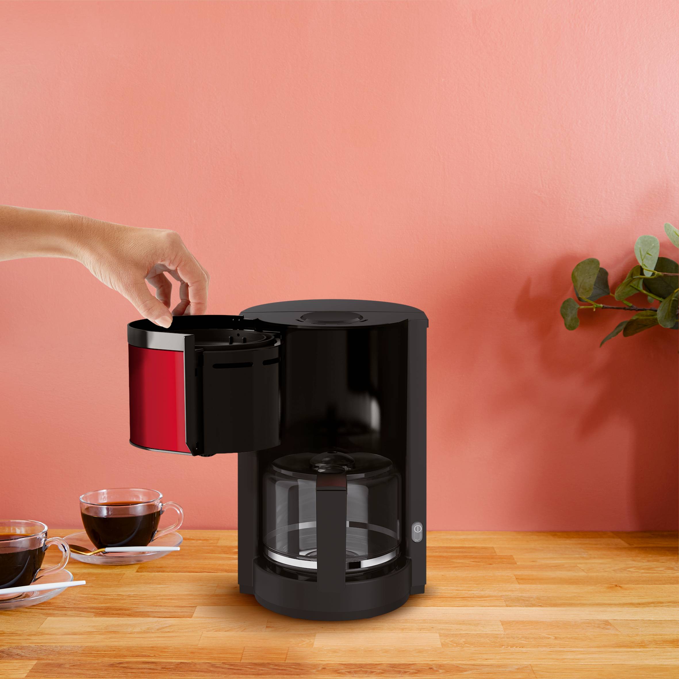 Cafetiere filtre rouge inox / noir 15t