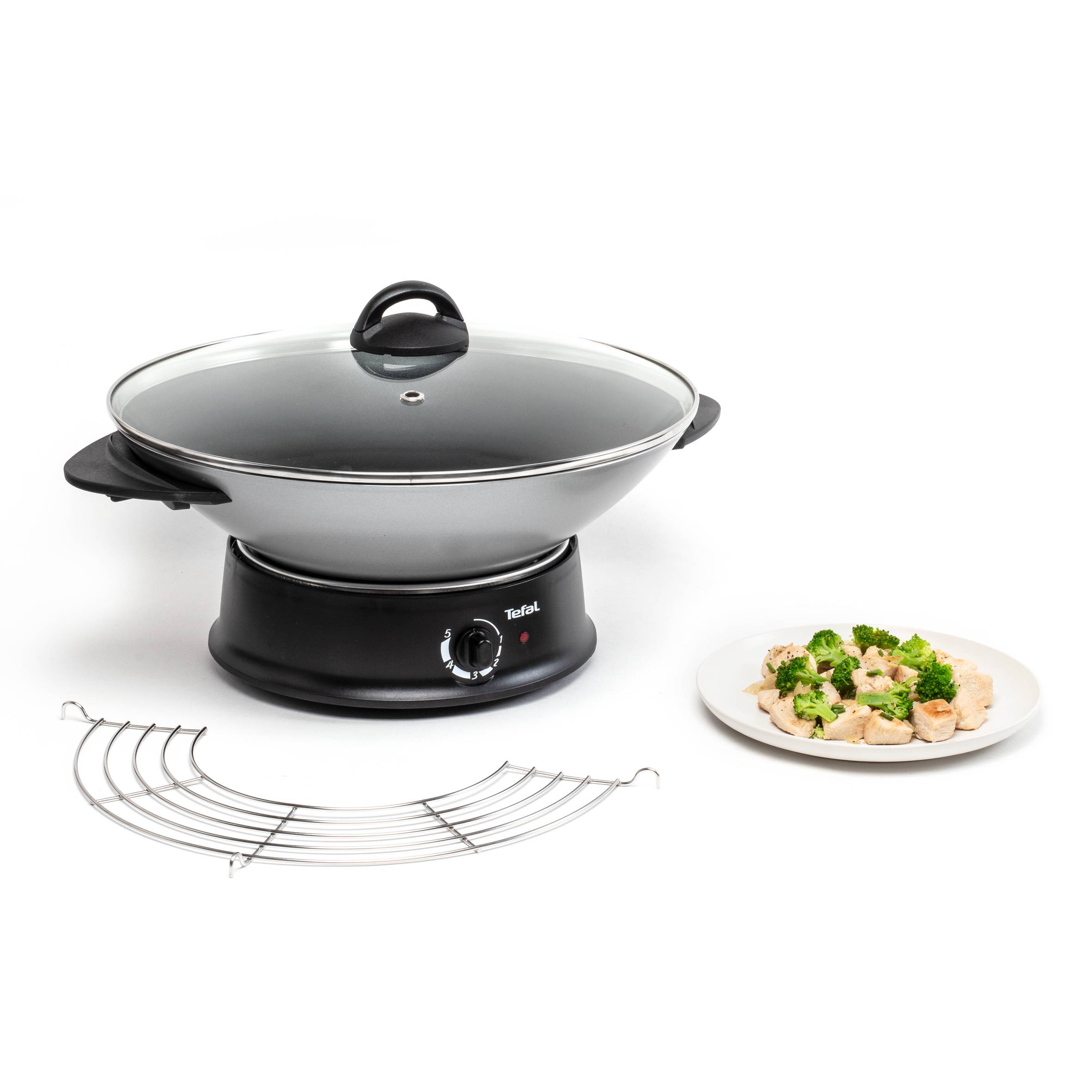 Multi Wok, Wok électrique, Antiadhésif, 6 L, 8 personnes, Thermostat réglable