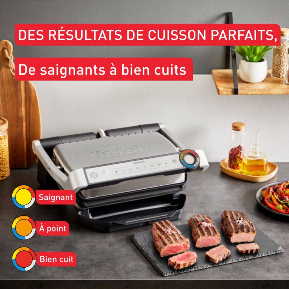 Optigrill+, grill intelligent, 6 programmes, mode manuel, 4 personnes