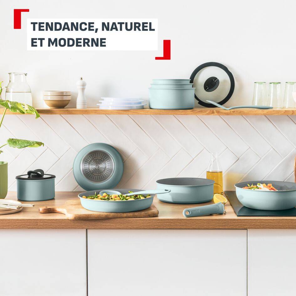 Halo Eucalyptus, Batterie de cuisine 9&nbsp;pièces, Poignée assortie, Empilable