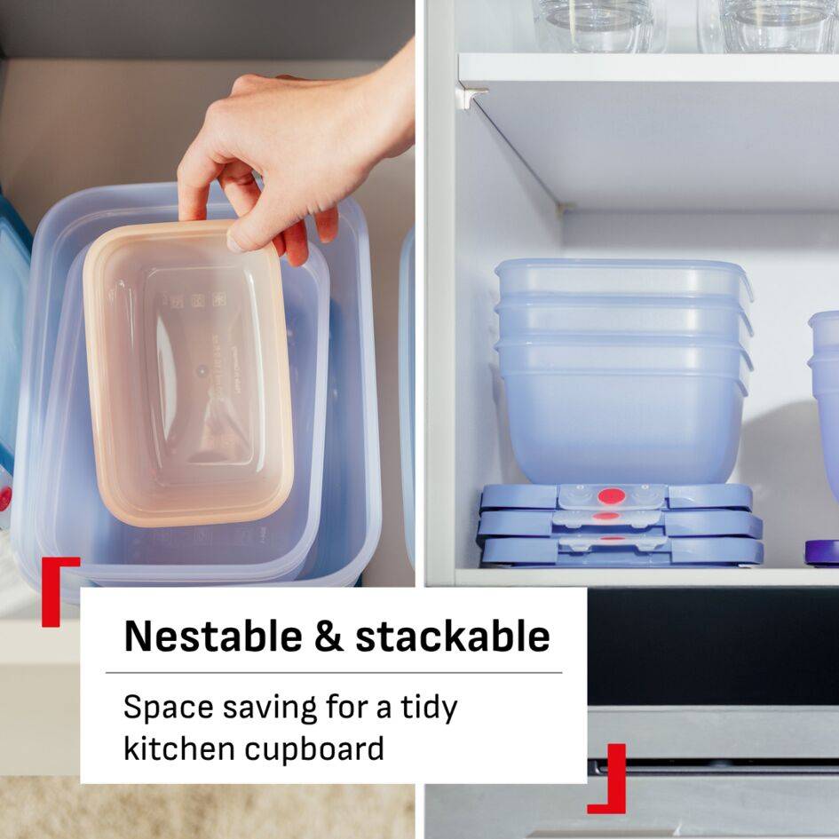 ONECLICK, Set 3 boîtes, 0,5/1,2/2,3L, Bleu