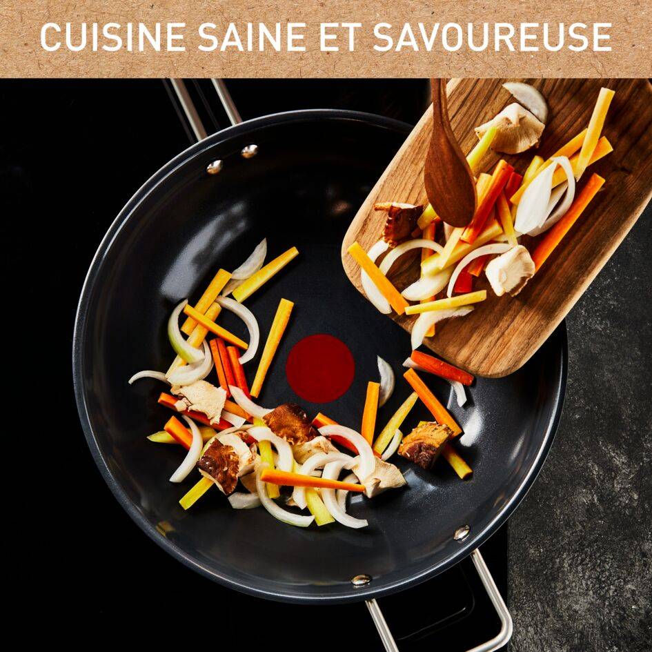 Nordica, Poêle wok en acier inoxydable 28&nbsp;cm, Revêtement antiadhésif en céramique