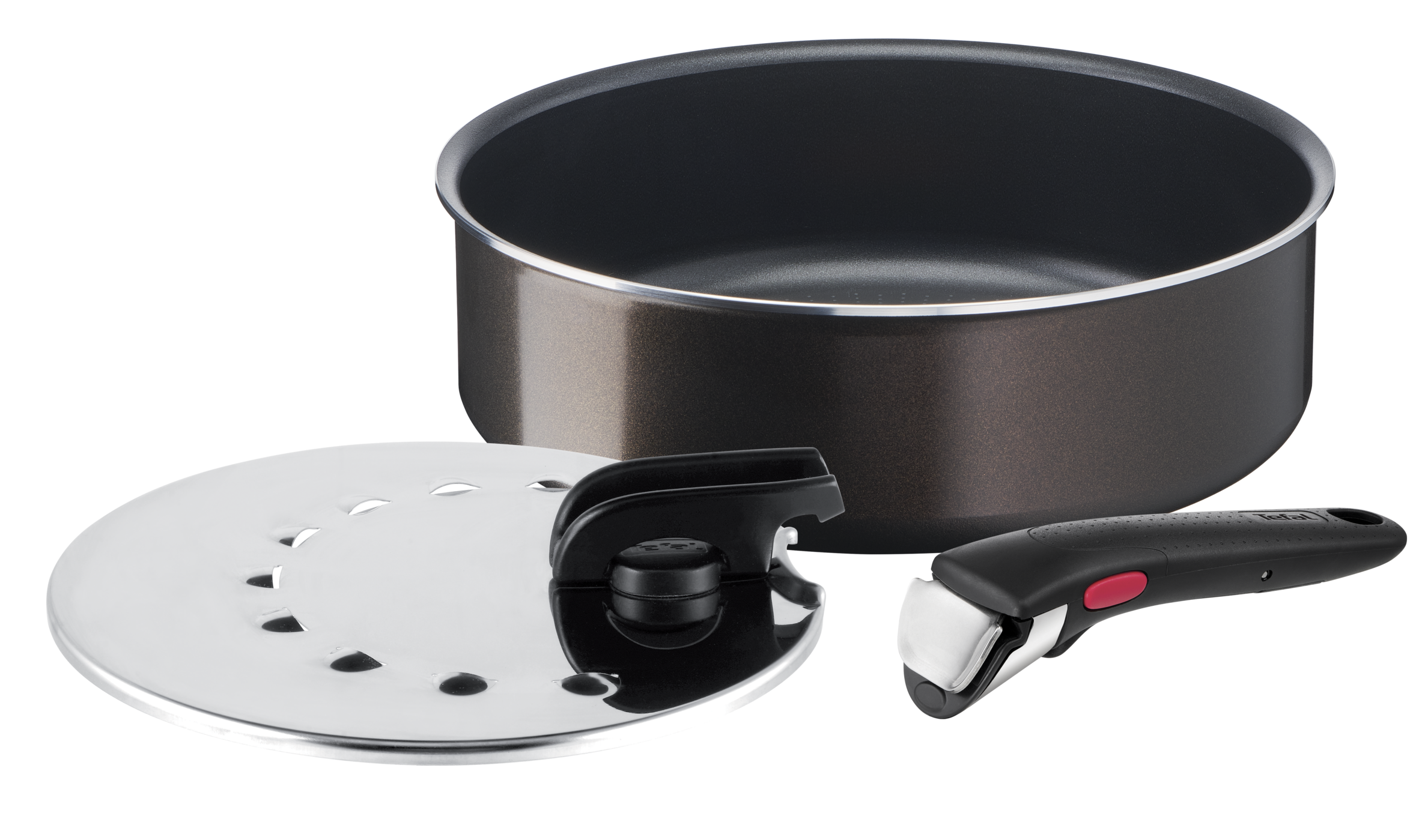 Ingenio Easy Plus Lot Sauteuse 24 cm + Couvercle anti-projection 20/26 cm + Poignée amovible