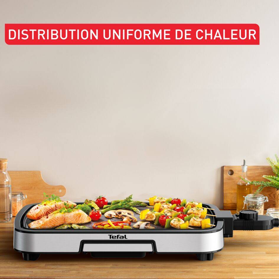 Plancha Inox, Plancha Electrique, 6 personnes, revêtement antiadhésif