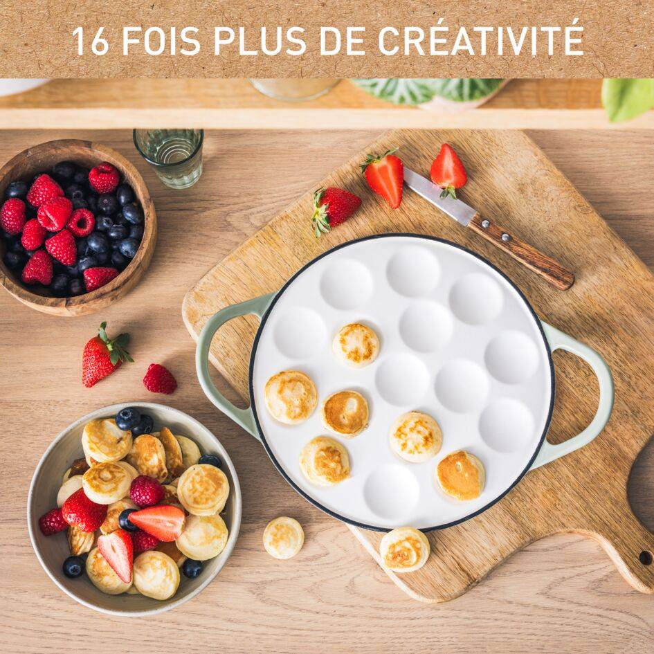 Poffertjespan, Poêle à pancake, 16&nbsp;empreintes, Poignées robustes