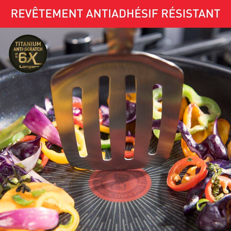 Ingenio Eco Resist, Poêle wok 28 cm, Design empilable, Noir, Induction