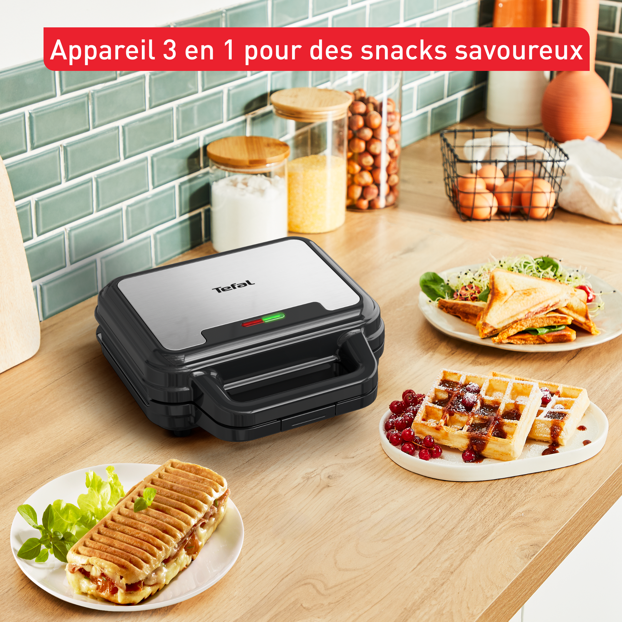 UltraCompact 3-en-1, Appareil à gaufres, Sandwichs et Paninis
