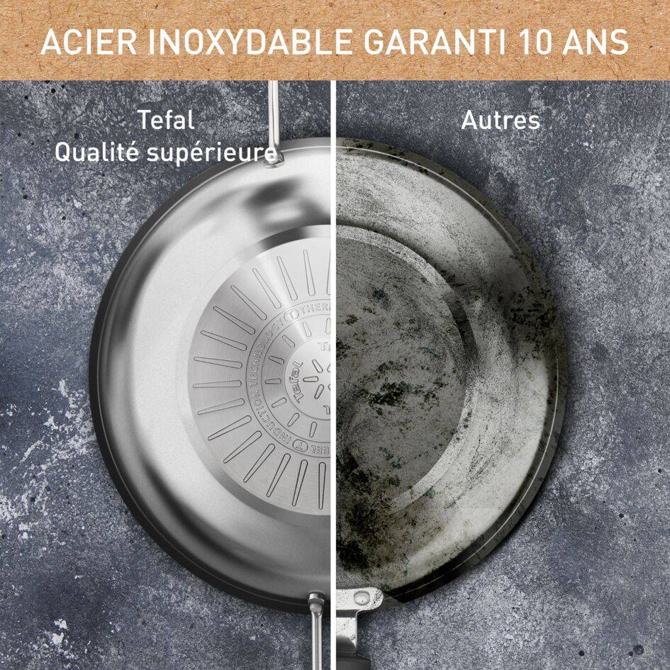 Nordica, Poêle wok en acier inoxydable 28&nbsp;cm, Revêtement antiadhésif en céramique